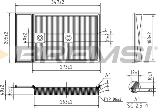 Luftfilter BREMSI FA0549 Luftfilter BREMSI FA0549