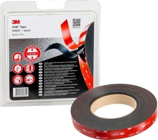 3M Vhb Høykvalitets Dobbeltsidig Tape 5962F 19 Mm X 8 M Svart 3M Vhb Høykvalitets Dobbeltsidig Tape 5962F 19 Mm X 8 M Svart