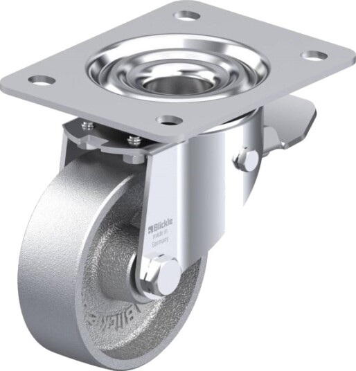 Blickle 418400 Lk-G 100G-3-St Styrehjul Med Bremse, Hjuldiameter 100 Mm, Bæreevne (Maks.) 350 Kg, 1 Stk