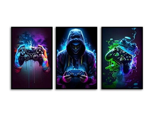 Plakat Gaming Controller Art / Sett med 3 Plakat Gaming Controller Art / Sett med 3