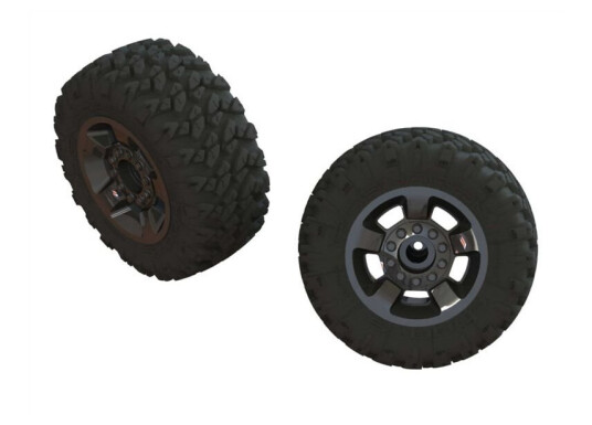 ARRMA ARA550053 Ragnarok Mt Tires ST Glued Black Chrome