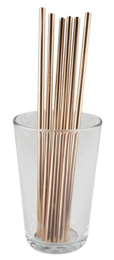 6x Rette Metallsugerør - Rose Gull 6x Rette Metallsugerør - Rose Gull
