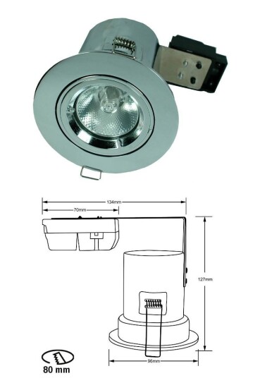 Brannsikker Downlight 35W 230V Krom