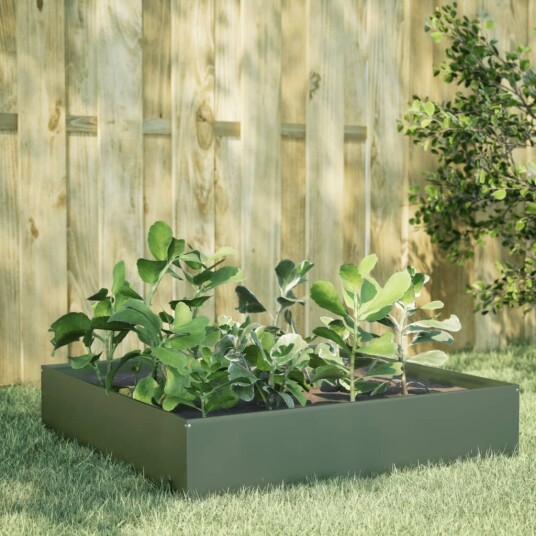 Høybed olivengrønn 100x100x33,5 cm stål Høybed olivengrønn 100x100x33,5 cm stål