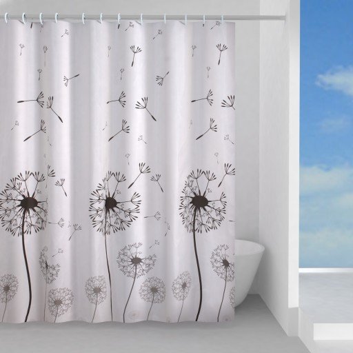 Hefe dusjforheng 120x200 cm, Sort blomst Hefe dusjforheng 120x200 cm, Sort blomst