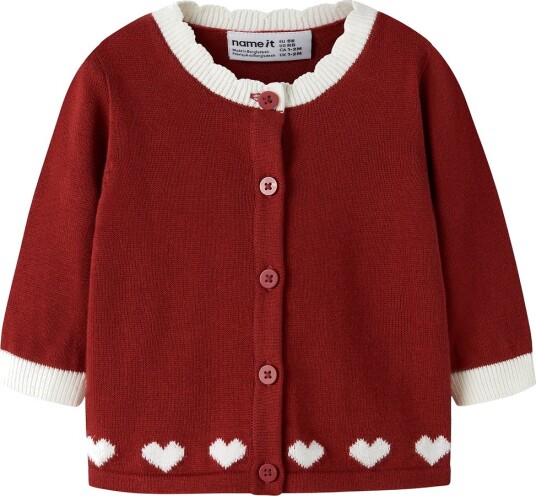 Name It Strikket Cardigan Rød Dahlia 100% Økologisk Bomull Størrelse 56 Name It Strikket Cardigan Rød Dahlia 100% Økologisk Bomull Størrelse 56
