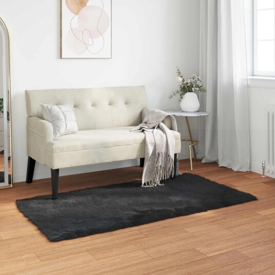 Faux Skinnmatte Tafalla Svart 60 x 110 cm Polyester