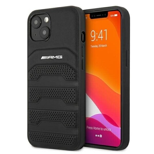 Mercedes Amg Amhcp13sgsebk Iphone 13 Mini 5,4" Svart/Svart Hardt Deksel, Skinnpregelinjer