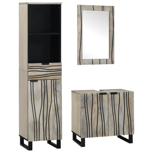 Baderomsinnredningssett med skuff 3 pcs Hvit 38 x 33 x 160 cm Baderomsinnredningssett med skuff 3 pcs Hvit 38 x 33 x 160 cm