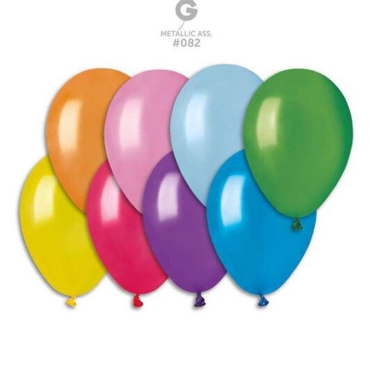 Gemar lateksballonger flerfarget metallisk  21cm
