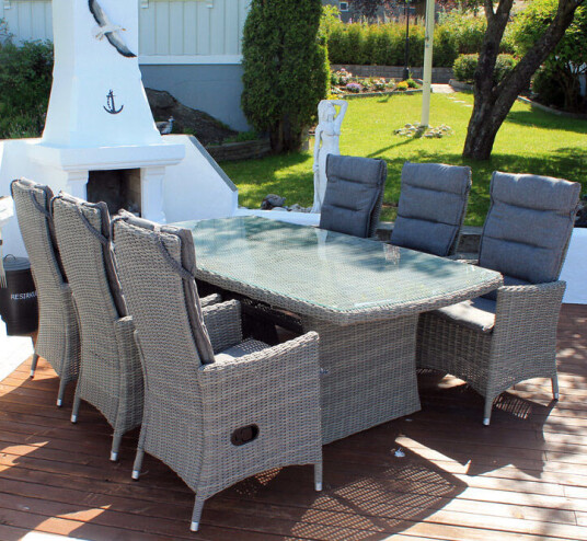 Holiday Spisegruppe 200 Cm M/6 Reclinere I Gråmix