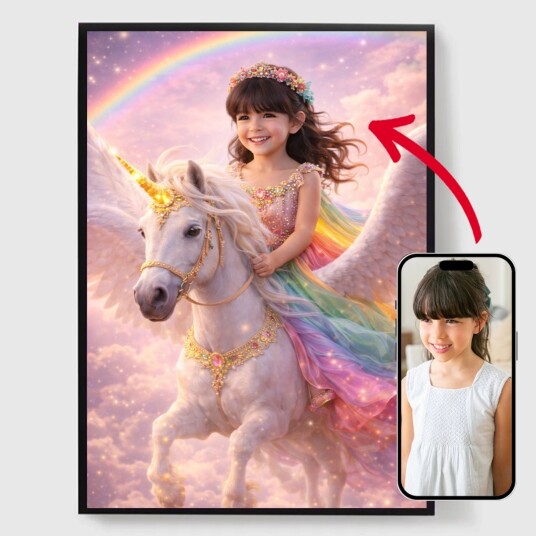 Namly Design Personalisert Plakat Regnbue Enhjørning Prinsesse AI Plakat POSTERNM9GRR