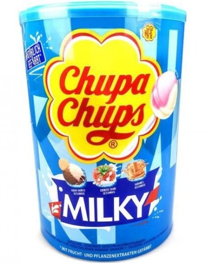 100 stk Chupa Chups Milky   Stor Boks med 3 Forskjellige Kjærligheter 1,2 kg