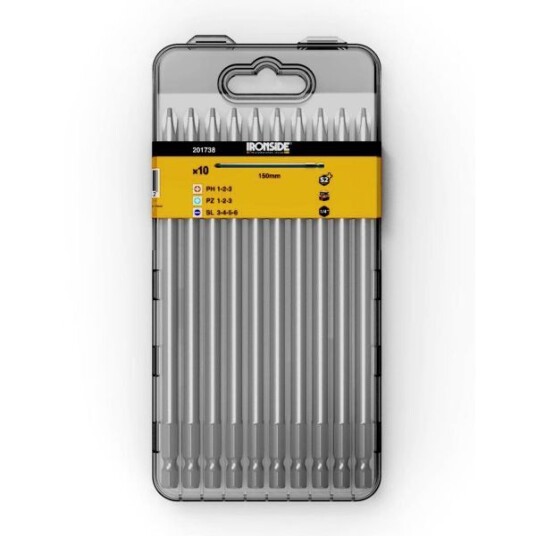 Ironside 201738 Bitssett 10 deler, spor/PH/PZ 150 mm