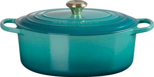 Le Creuset Signature støpejernsgryte oval 31 cm 6,3 L Bleu Riviera Le Creuset Signature støpejernsgryte oval 31 cm 6,3 L Bleu Riviera