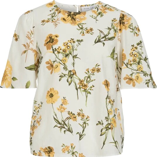 Vila Vialinia Sol O Neck 2/4 Top/Ln   White   42
