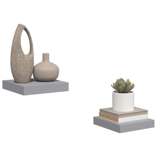 vidaXL Flytende vegghyller 2 stk gr? 23x23,5x3,8 cm MDF
