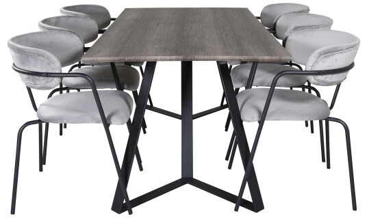 Venture Design Marina & Arrow spisegruppe Grå/grå 6 st stoler & bord 180 x 90 cm