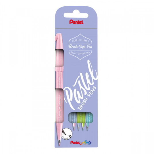 Pentel Fude Touch Sign Pen 4-set Pastel