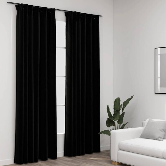 Vidaxl Lystette Gardiner Kroker Og Lin-Design 2 Stk Svart 140x225 Cm