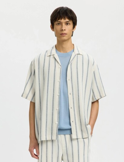 Selected Slhrlxcal Ss Shirt Resort Cream XL