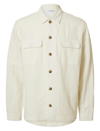 Selected Slh-Leroy Linen Blend Overshirt Ls Noos - Cream - M