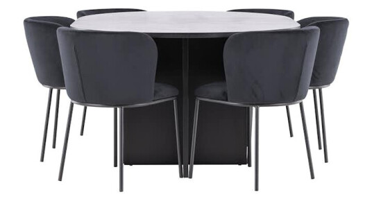 Spisegruppe Venture Home Strada Ø120 cm med 6st Edina Spisestoler