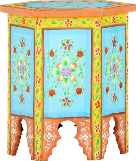 vidaXL Håndmalt sidebord flerfarget 38x33x42 cm heltre mango