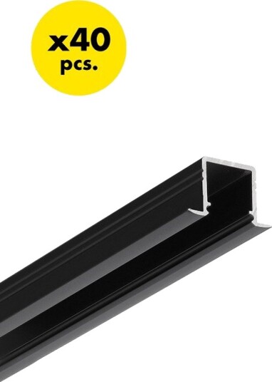 Topmet 40 stk. 2m aluprofil SMART IN10 AC2/Z Svart anodisert innebygd LED skinne