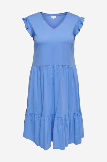 Only Carmakoma Kjole carMay Cap Sleeves Frill Dress Blå