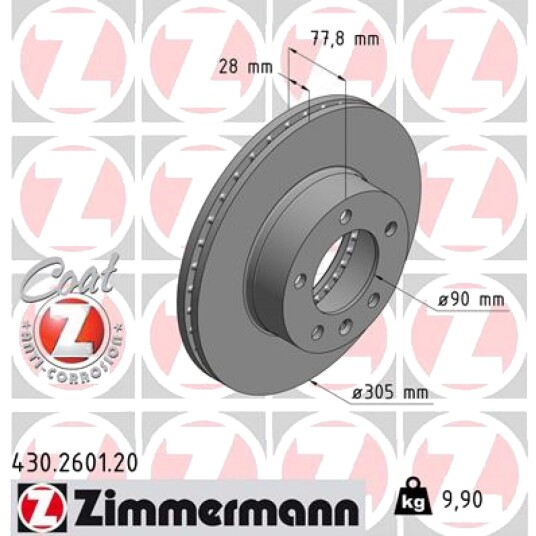 Bremseskive ZIMMERMANN 430.2601.20