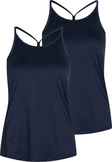 ZEBDIA Women Sports Strap Top 2 Pack Navy XL