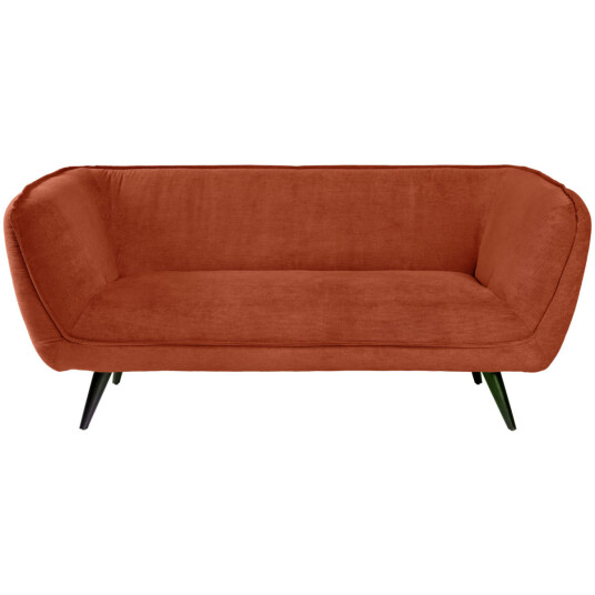 VEGA Sofa Kelso i kordfløyel 2 seters med svarte ben; 183x88x76 cm BxDxH; Sete Terrakotta Ramme Svart
