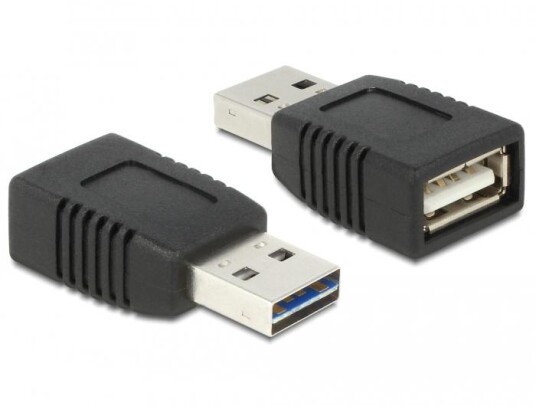 Delock USB 2.0 Strømadapter Hann til Hunn - Sort