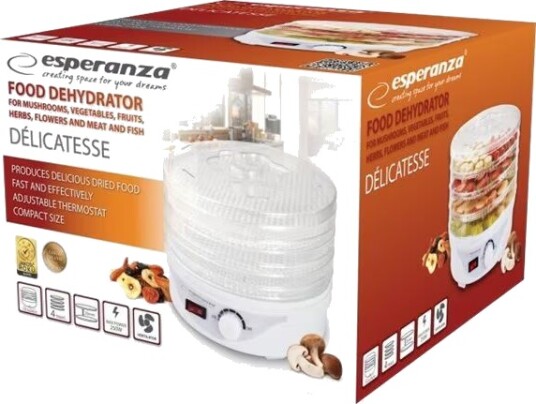 Esperanza DÉLICATESSE Matdehydrator 250 W med 4 brett og Justerbar Temperatur Esperanza DÉLICATESSE Matdehydrator 250 W med 4 brett og Justerbar Temperatur