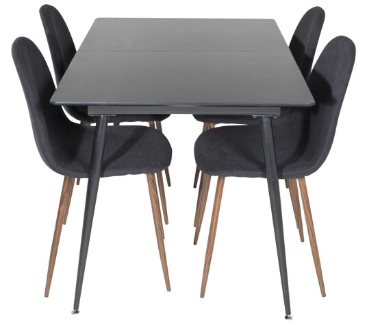 Venture Design Silar & Polar spisegruppe Svart/svart 4 st stoler & bord 120 x 90 cm