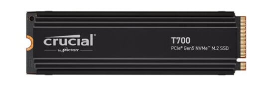 Crucial T700 2TB M.2 PCIe 5.0 SSD med varmespreder