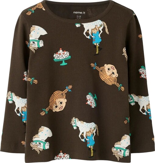 Name It Nmfsoca Pippi Ls Top Lnoos Sky Brown 98