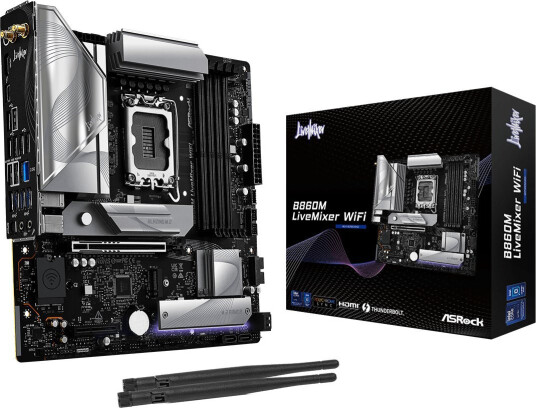 ASRock B860M LiveMixer Hovedkort med WiFi 6E, LGA 1851, mATX, DDR5 ASRock B860M LiveMixer Hovedkort med WiFi 6E, LGA 1851, mATX, DDR5