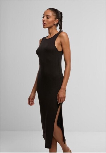 Urban Classics Lang kjole Maxi Racerback Rib Dress for Kvinner XS til S Damer svart