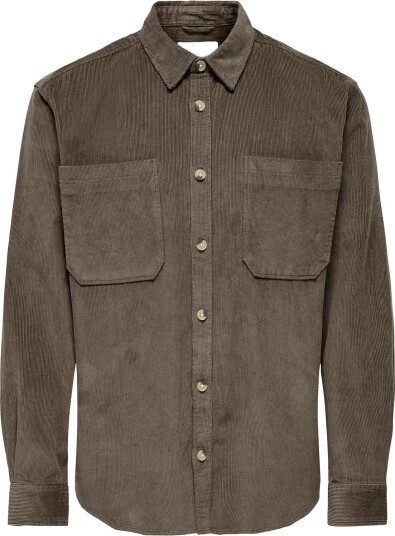 ONLY & SONS Onsalp 2Pkt Washd Cord Ls Shirt Otl Brown S ONLY & SONS Onsalp 2Pkt Washd Cord Ls Shirt Otl Brown S