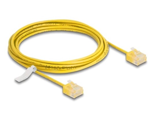 Delock Rj45 Nettverkskabel Cat.6 Utp Ultra Slim 3 M Gul Med Korte Plugger