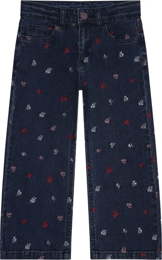 Minymo Pants Denim W. Emb. Blue 122