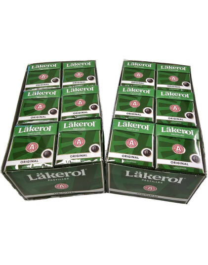 48 stk Läkerol Original Sugarfree / Sukkerfrie Pastiller med Lakrissmak   Hel Eske 1200 gram