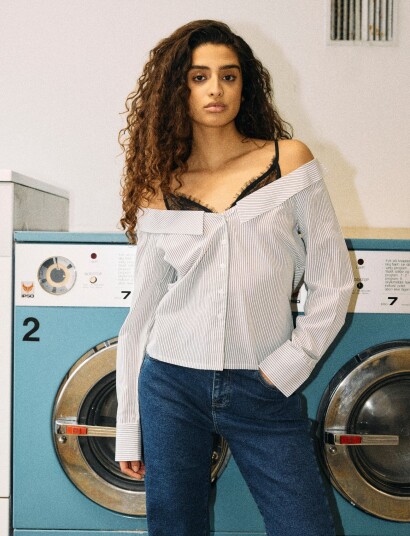 NOISY MAY Nmkira L/S Off Shoulder Lace Shirt White L