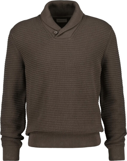 Gant Textured Shawl Collar Sweater   Brown   XXL