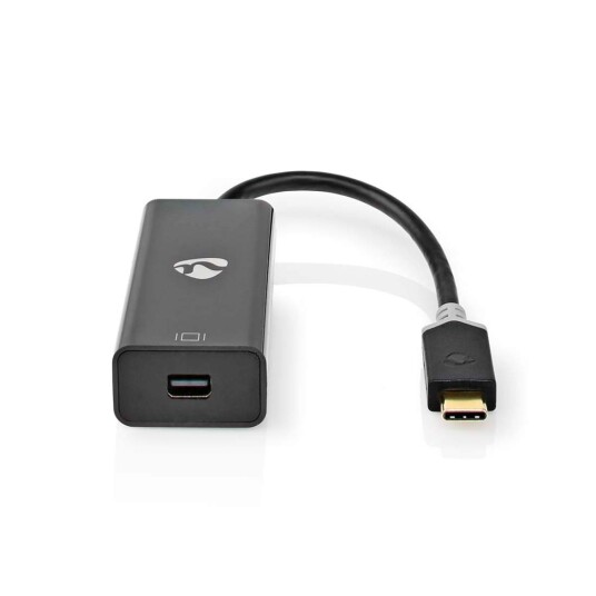 Nedis Usb c Adapter USB 3.2 Gen 1 Hann Mini Displayport Hun 0.20 M Rund Gull Belagt PVC Antrasitt Vindus Bok