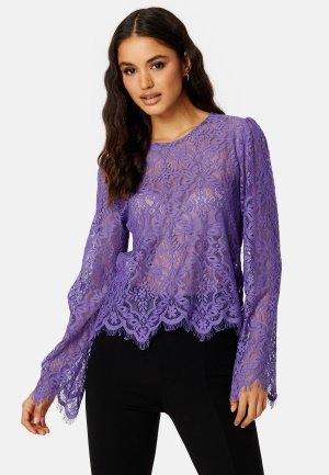 Pieces Nella LS Lace Top Ultra Violet L