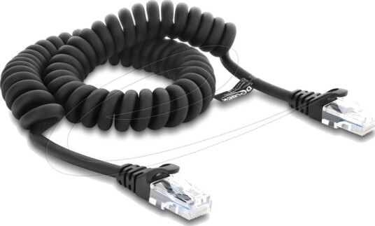 Delock Rj50 Spiralkabel Kontakt Til Kontakt 1 M Svart 88161