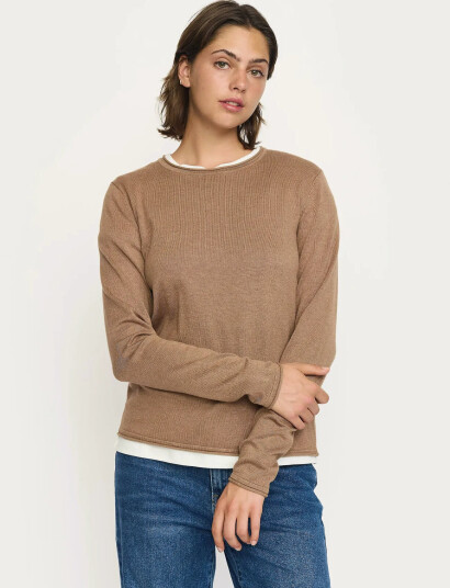 Soft Rebels Srmarla O-Neck Knit Roll Edge - Beige - S Soft Rebels Srmarla O-Neck Knit Roll Edge - Beige - S